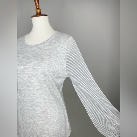 Neiman Marcus Cashmere Collection Sweater with Sheer Ottoman Sleeves Size Large - Picture 10 of 14